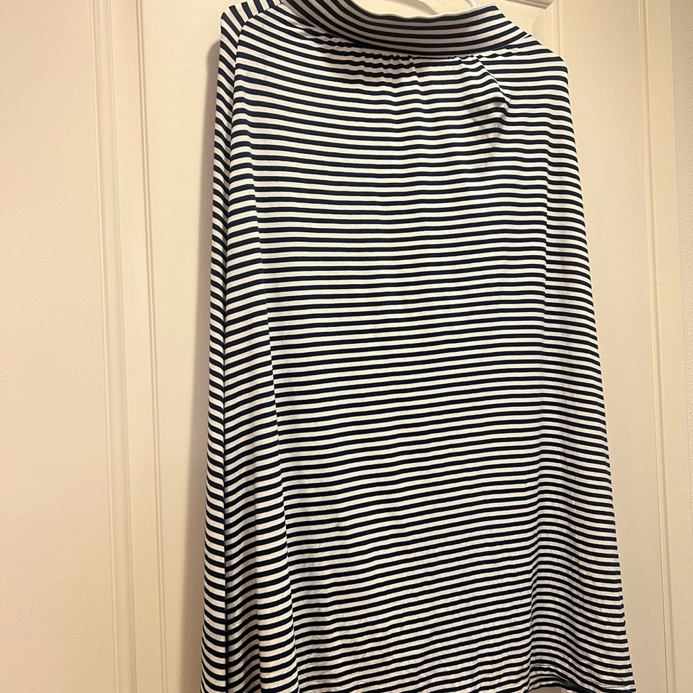 Classic Navy and White Striped Maxi Skirt